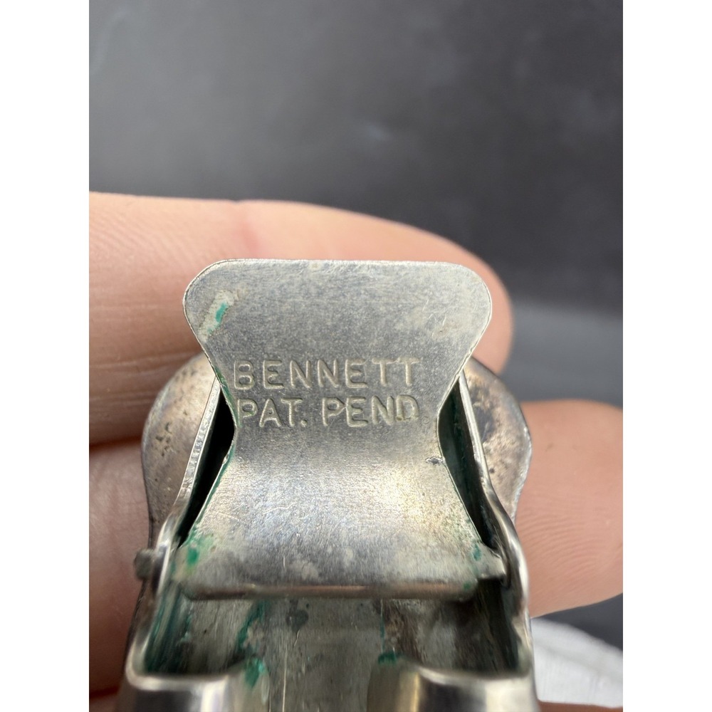 Vintage Bennett Bolo Slide Southwestern Turquoise Bird Silver Tone Signed - Picture 5 of 8